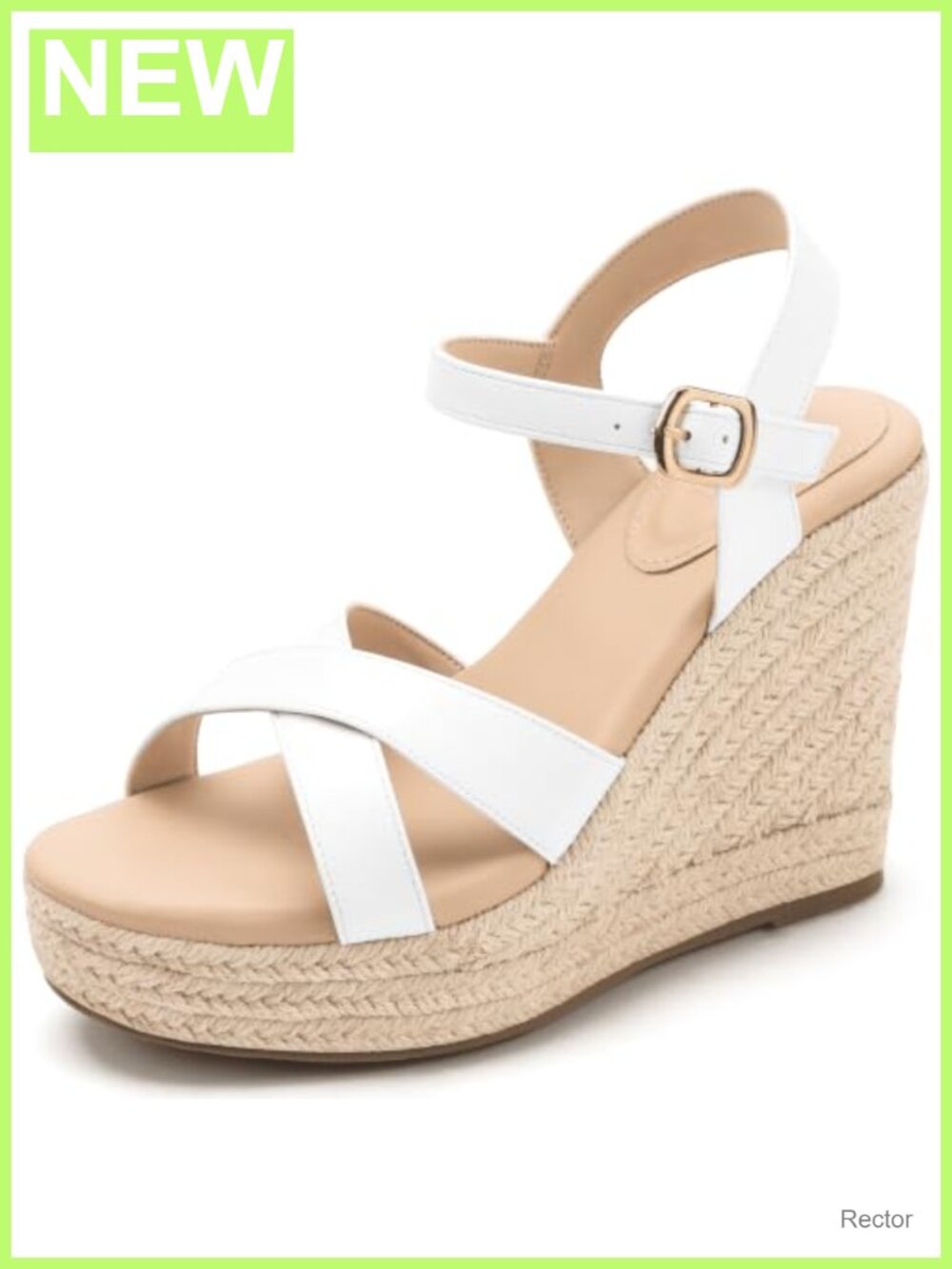 Espadrille Platform Wedge Sandals Strappy Ankle Buckle 4.3 Inch Heels